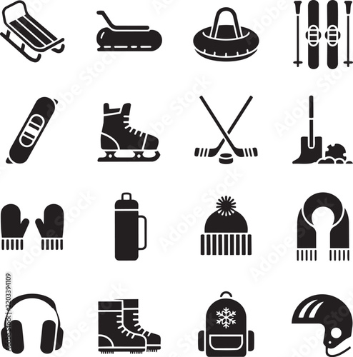 Black and White Icons Set for Travel, Hotel, Car, Food, Industry and Web Design, Vector Pictogram Collection of Symbols, Signs and Isolated Silhouette Illustrations