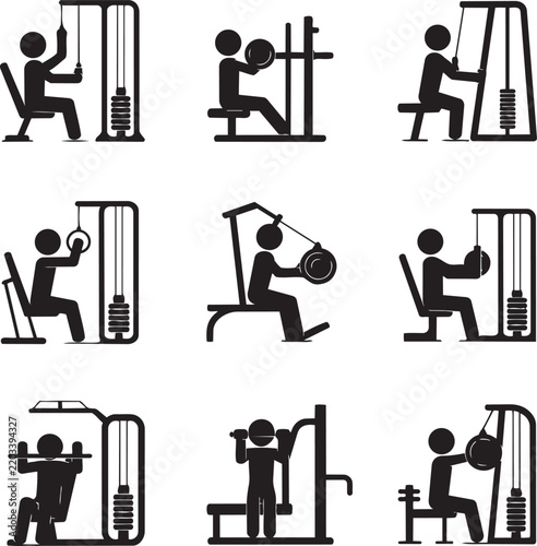 Business People Icons Set, Black Silhouette Pictograms of Office Workers, Business Figures, Jobs, Work and Computer Activities, Vector Illustration Collection