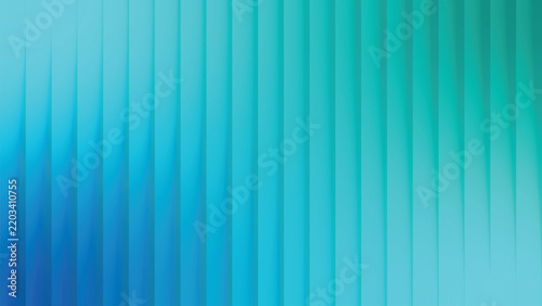 Abstract vertical line gradient pattern in light blue glass photo, stylish fluted glass wall texture with bright center reflection and dark edge vignette, and modern geometric technology graphic.