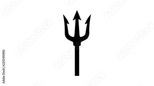 Black Trident Symbol Isolated on White Background.
