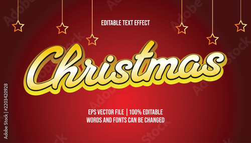 Merry Christmas holiday greeting editable font effect