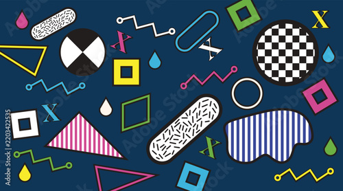 Rebel Maximalist Chaotic Modern Retro Pattern Music Aesthetic Pop Art Wallpaper dark blue wide Background