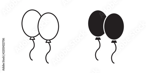 Balloons icon flat outline in black