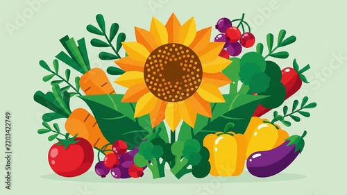 World vegan day bumper video with sunflower and vegetables