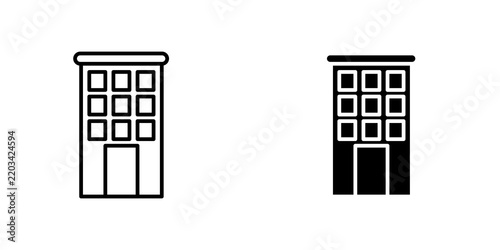 Office block icon flat outline in black