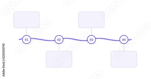 Animated Step Timeline Infographic With Blank Glassmorphism Cards, Copy Space Template Background Animation