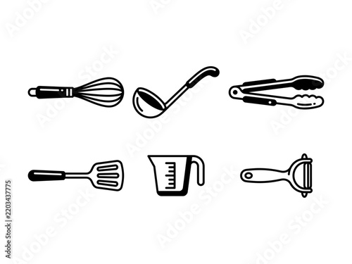 Minimalist Kitchen Utensil Icon Set for Cooking and Baking