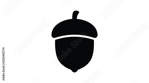 black silhouette of an acorn on a white background