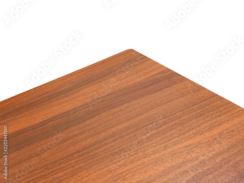 Top view of dark walnut wooden table corner PNG transparent.