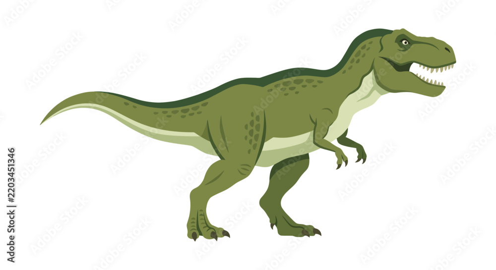 Fototapeta premium Green tyrannosaurus rex illustration on a white background