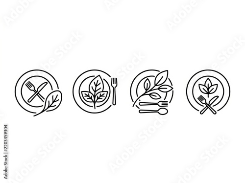 Minimalist Icon Set for Healthy Eating and Cooking Routines.