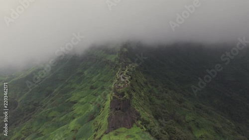 Aerial View of Rajgad Fort and Lush Sahyadri Mountains Maharashtra