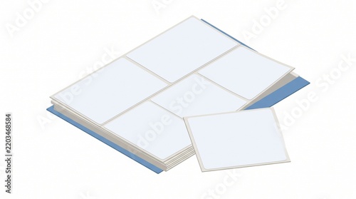 Isometric stack of paper sheets illustration isolated on white background with paper ream