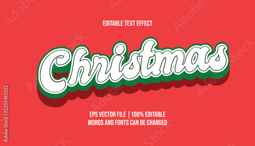 Merry Christmas holiday greeting editable font effect