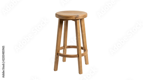 Wooden bar stool isolated on white background, ideal for kitchen and furniture design projects, and creative projects, high quality visuals, modern branding needs, advertising campaigns