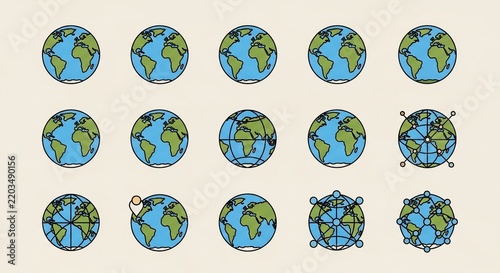Geometric Worlds: Stylized Globe Illustrations Explored