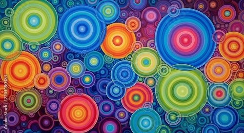 Vibrant Psychedelic Circles: A Hand-Painted Abstract Burst of Color