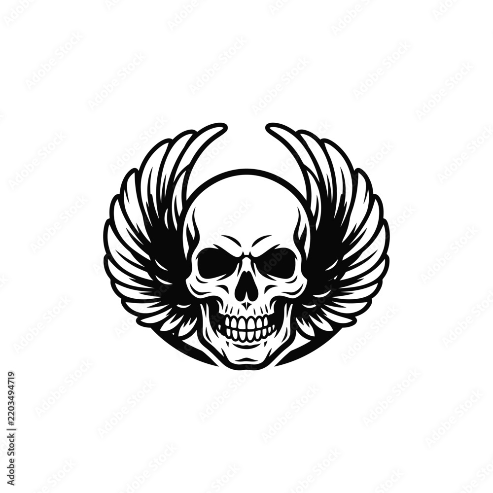 Fototapeta premium Winged Skull Graphic Design Symbol.