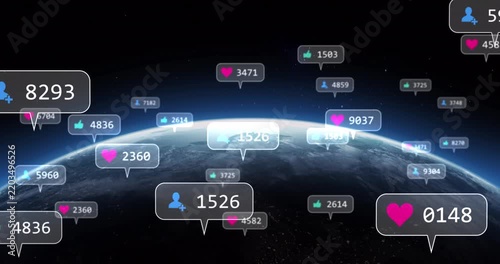 social media notification over earth