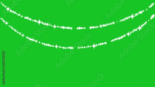 Twinkling Stars and Glitter Particles Decorative Strings on Green Screen Background, Sparkling Hanging Light Decoration for Celebrations, Festive Designs, Events and Creative Video Projects
