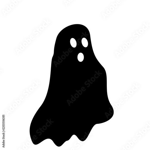 Spooky Ghost Halloween Silhouette Icon for Horror and Haunted House Designs