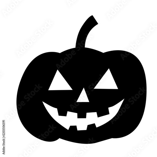 Jack O Lantern Pumpkin Halloween Silhouette with Spooky Face and Scary Smile