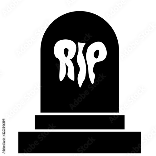 RIP Tombstone Halloween Silhouette with Graveyard and Spooky Gothic Design