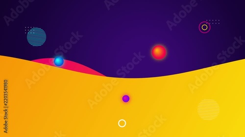 Abstract motion background, with floating colorful, spheres and geometric, shapes in 4k animation