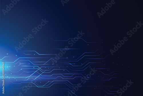 Blue Digital Circuit Technology Background with Futuristic Electronic Connections