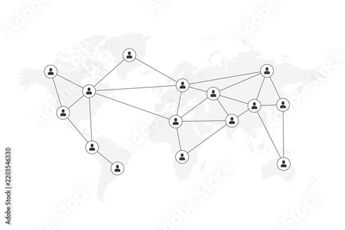 Minimal Abstract Digital Network with Connected Nodes on White Background
