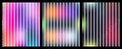 Abstract background set featuring vertical lines with vibrant gradient colors and soft light effects for modern design