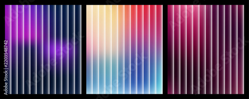Set of three abstract vertical gradient backgrounds with thin white lines for modern digital design and presentations