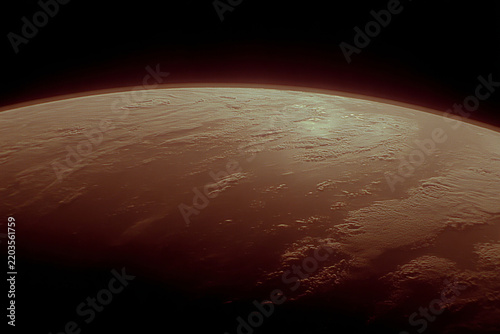 Venus planet atmosphere showing hot climate clouds