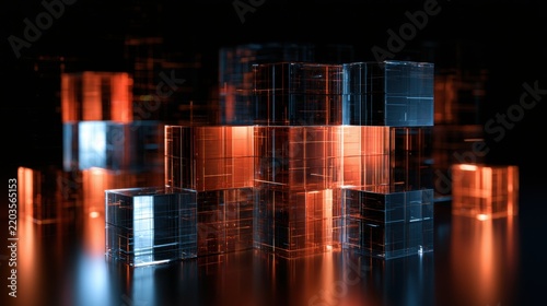 Abstract geometric blocks, AI, business finance, digital infrastructure concept. 3D cube abstract geometric blocks- technology

