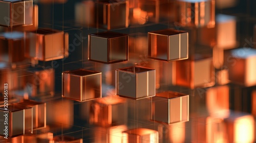 Abstract geometric blocks, AI, business finance, digital infrastructure concept. 3D cube abstract geometric blocks- technology
