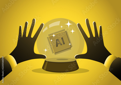 Artificial Intelligence AI Chip Inside Crystal Ball Future Prediction Concept