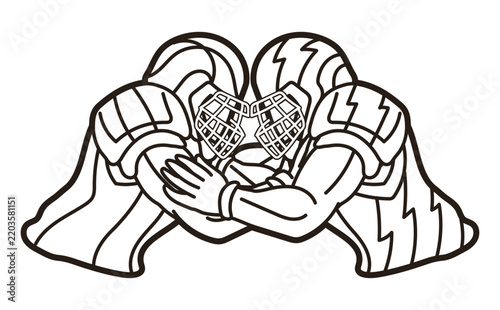 American Football Sport Players Battle Action Graphic Vector