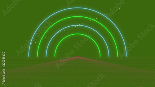 Futuristic Neon Arcs and Grid Background Motion Graphic Design for Digital Sci Fi Themes
