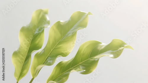 Green fern leaves with wavy edges