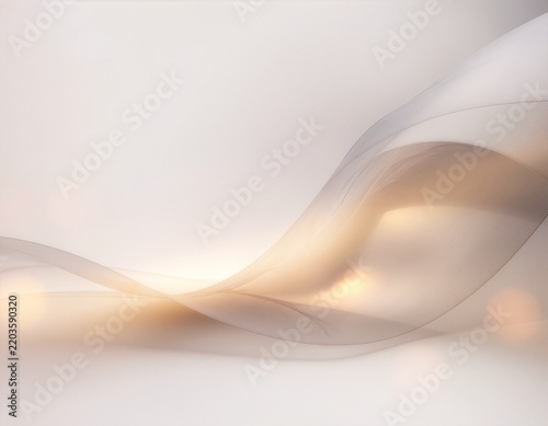 soft flowing fabric waves with warm light glows on white background smooth transparent textile