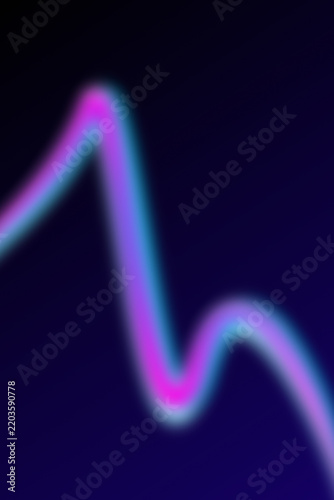 Abstract blurry glowing neon pulse wave line dark purple backdrop