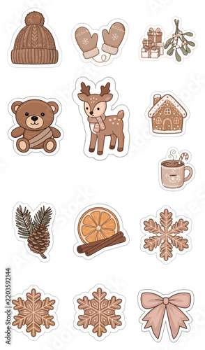 Cute Hand Drawn Christmas Winter Holiday Sticker Collection