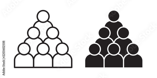 Crowd icon flat outline in black