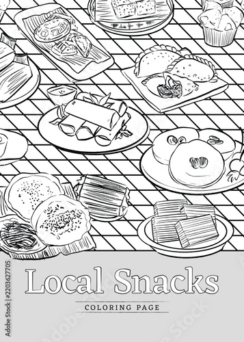 Talam cake traditional sweet snack design layout in outline style