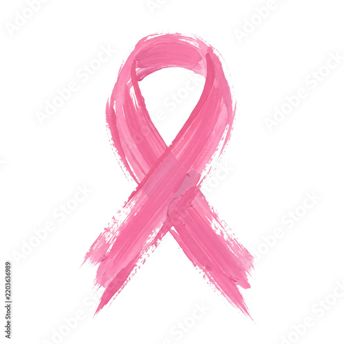 Painted brush stroke style pink ribbon for breast cancer awareness campaign