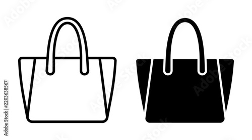 Handbag women's fashion accessory elegant apparel outline and filled icon