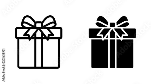 Gift box celebration present outline and filled icon for special occasion