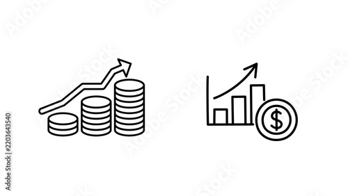 Clean PNG finance icons set with transparent background. High quality financial symbols for web design, business presentation, banking app, investment infographic, and US stock market concept.