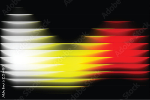 Dynamic wave light spectrum horizontal glass panel gradient texture photo, modern glowing horizontal glass panels transitioning from white to yellow and red on dark black backdrop, and premium look.