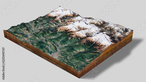 Complete Annapurna Circuit Trekking Map, 3D Aerial View